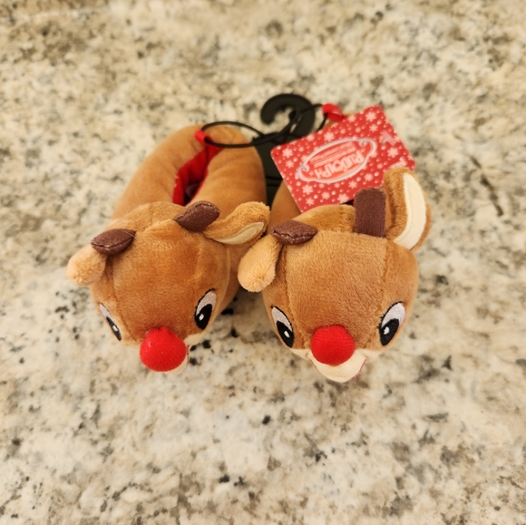 NWT Rudolph the Red Nosed Reindeer Kids Baby Slippers House Shoes Christmas Sz 1 - Picture 5 of 10